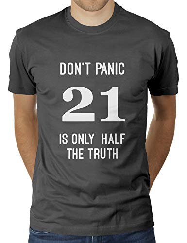 KaterLikoli Don't Panic 21 is Only Half The Truth 42 Douglas Adams - Camiseta para hombre antracita S