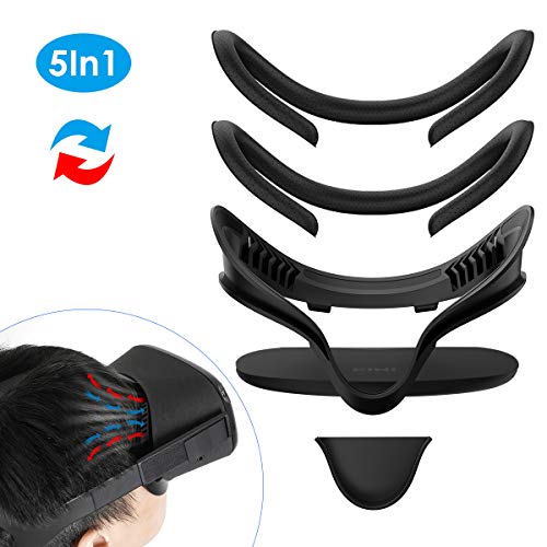 KIWI design Oculus Quest Cover Accessori 5 en 1, Soporte de Interfaz Facial Antifugas, Face Cover de PU, Cubierta de Lente a Prueba de Polvo, Almohadilla Nasal Antifugas para Oculus Quest