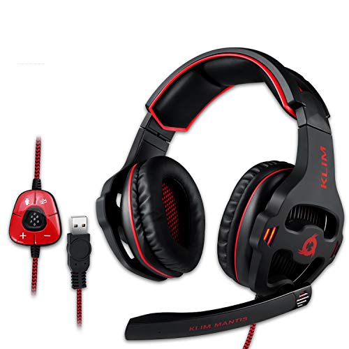 KLIM™ Mantis - Cascos Gaming con micrófono - Auriculares USB para PC, PS4, Nintendo Switch, Mac + Sonido Envolvente 7.1 con cancelación de Ruido pasiva + NUEVOS 2020