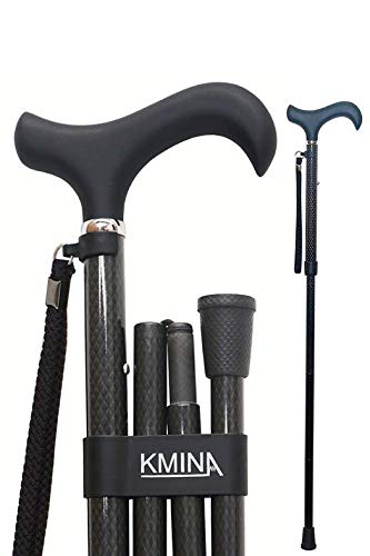 KMINA - Bastones plegable para mayores, Bastones para ancianos, Baston plegable mujer/hombre, Bastón elegante, PRO Fibra Carbono Plegable