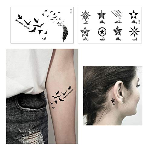 Konsait Tatuajes temporales para adultos Mujer hombre Niños (30 hojas), impermeable Tatuaje Temporal Adhesivos Tatuajes de cuerpo temporales brazo cuello