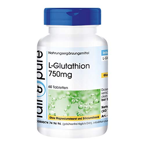 L - Glutatión 750mg - Glutation reducido - Biodisponible - Vegano - Alta pureza - 60 Comprimidos