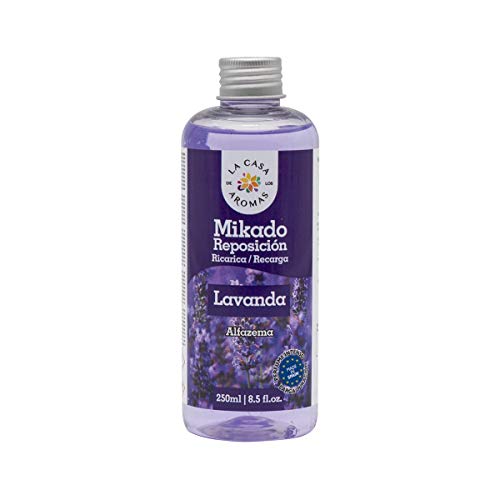 La Casa de los Aromas, Set de 6 x 250ml Ambientadores Mikado Lavanda para Reposición con Varillas, Difusor Líquido de Aroma Lavanda, Perfume Duradero para el Hogar, Baño, Casa - 6x250 ml