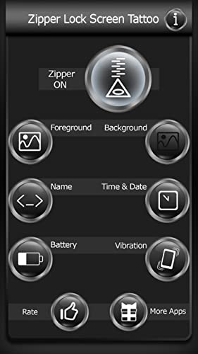 La cremallera de bloqueo de pantalla del tatuaje
