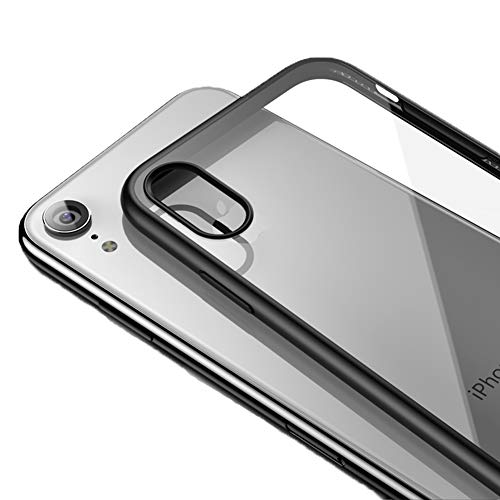 LAYJOY Funda iPhone XR, Carcasa Ligera Silicona Negro Suave TPU Bumper y Transparente Duro PC Case Anti-Arañazos, Anti-Golpes Caso Cover 6.1 Pulgadas - Clear