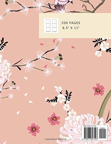 Learning Mandarin 中文 Chinese Character Notebook: Characters made easy 200 Pages, Learn how to write mandarin chinese for beginners, word to word, 8.5" x 11" - Blooming pink botanical