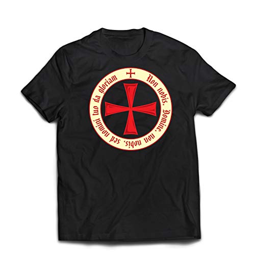 lepni.me Camisetas Hombre El Código de los Templarios Orden de Caballero Cristiano, Cruz del Cruzado (XXXX-Large Negro Multicolor)