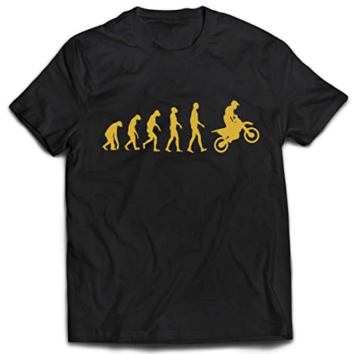 lepni.me Camisetas Hombre Evolución del Motocross Equipo de Moto Ropa de Carreras Todoterreno (X-Large Negro Oro)