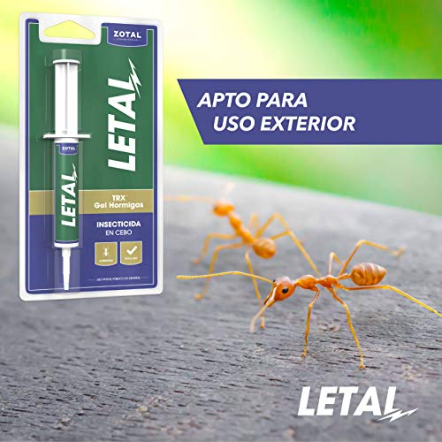 Letal TRX Gel Insecticida Hormigas - Cebo Mata Hormigas para Uso Doméstico de Zotal, Pack de 20 Gramos en Total. Elimina Colonias de Hormigas Que se Alimentan de Azúcares, Evitando su Proliferación