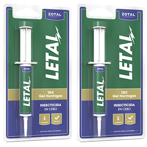 Letal TRX Gel Insecticida Hormigas - Cebo Mata Hormigas para Uso Doméstico de Zotal, Pack de 20 Gramos en Total. Elimina Colonias de Hormigas Que se Alimentan de Azúcares, Evitando su Proliferación