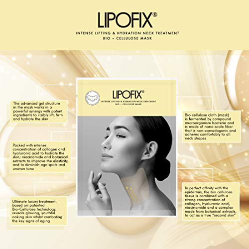 Lifting de Cuello Hidratación Reafirmante Tratamiento Intenso Bio - Máscara de Celulosa LipoFix (5 Mascarillas)