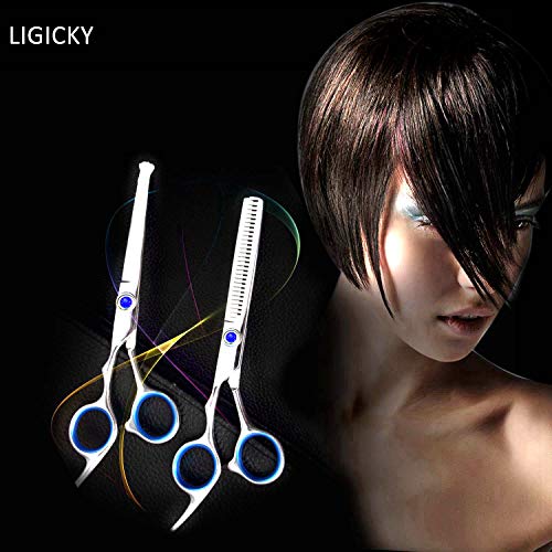 LIGICKY Especial Seguridad Redonda Cabeza Juego de Tijeras y Útiles de Peluquería Peluquero Profesional Acero Inoxidable Cortar el Cabello Entresacar/Texturización Tijeras para Bebé/Niño/Salón/Hogar