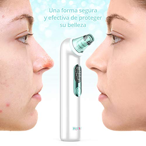 Limpiador de Poros Extractor Puntos Negros y Espinillas Limpiador Facial Electrónico Blackhead Remover Hotsch USB Recargable con Pantalla LED 4 Cabezales y 3 Velocidades