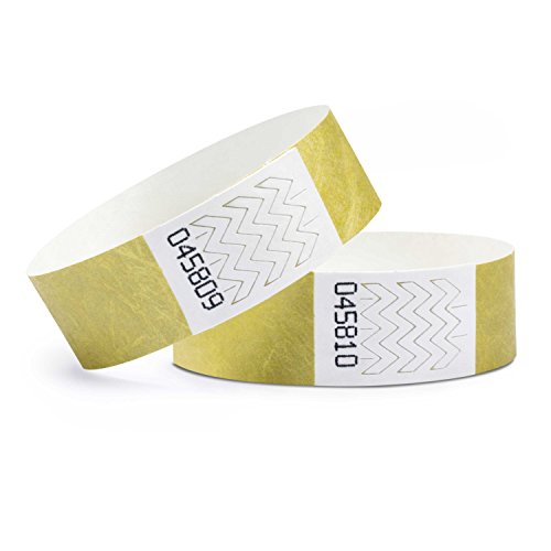 linie zwo®, Pack de 1.000 Pulseras de Seguridad Tyvek® 19 mm, Dorado