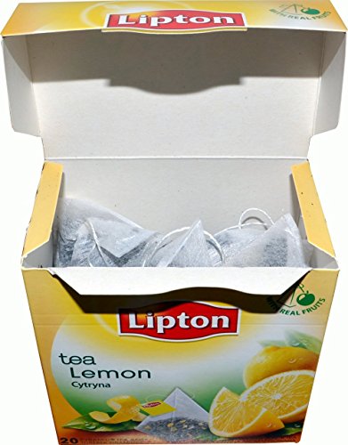 Lipton Té Negro - Limón - 20 Bolsitas De Té Premium, Con Forma De Pirámide en uno Caja [Paquete de 3]