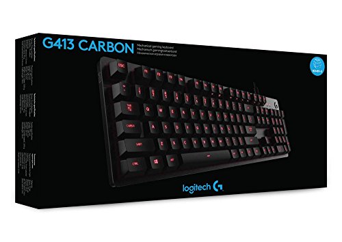 Logitech G413 - Teclado Gaming Mecánico, Teclas Retroiluminadas, Teclas Romer-G Táctil, Aleación de Aluminio 5052, Personalizable, Conexión de Paso de USB, QWERTY Español, Carbón