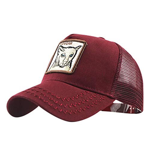 LOPILY Gorra de béisbol de algodón Bordado de Animales Sombreros Cowboy Moda Sombrero de Mujer y Hombre Sencillo Sombrero de Sol Gorra Deportiva para Viajes Decoración(Vino)