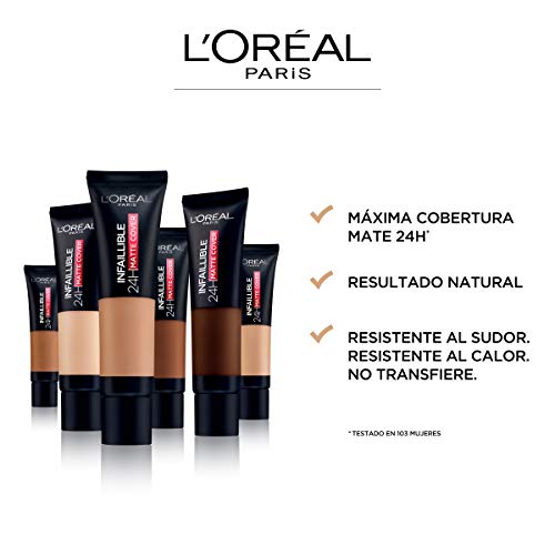 L'Oréal Infalible 24 H Matte Cover Base De Maquillaje Alta Cobertura Mate Piel Clara Subtono Neutro 155 Natural Rosé 40 g