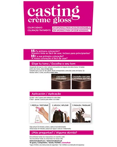 L'Oreal Paris Casting Crème Gloss, Crema Colorante sin Amoniaco, Castaño 400