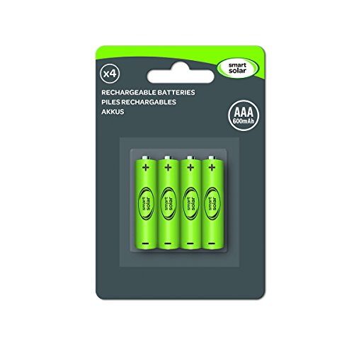 Lote de 4 pilas recargables Ni-MH AAA de 600 mAh y 1,2 V para productos solares