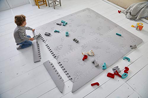 LuBabymats - Alfombra puzzle infantil para bebés de Foam (EVA), suelo extra acolchado para niños, color gris