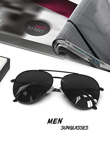 LUENX - Gafas de sol polarizadas para hombre, con protección UV 400, 60 mm Negro 13-negro L