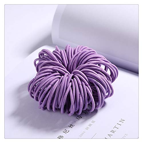 LUOSI Nuevo 100PCS / Lot Girls Candy Colors Nylon 3CM Bandas de Goma Niños Bandas de Pelo elásticas seguras Soporte for Cola de Caballo Accesorios for el Cabello for niños (Color : Lavender)