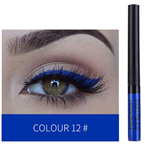 Lurrose 12pcs Rainbow Colors Liquid Glitter Eyeliner de larga duración a prueba de agua Eye Liner Sombra de Ojos maquillaje de ojos