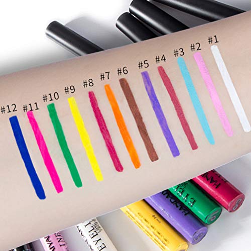 Lurrose 12pcs Rainbow Colors Liquid Glitter Eyeliner de larga duración a prueba de agua Eye Liner Sombra de Ojos maquillaje de ojos