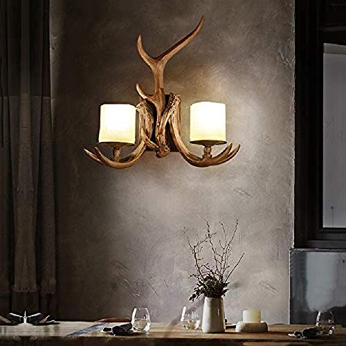 Luz decorativa Antler deer head lámpara de pared country estilo retro sala de estar mesita de noche decoración dormitorio bar craft lámpara de pared