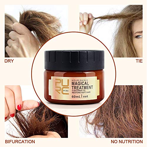 Magical Hair Treatment, Advanced Molecula Hair Roots Treatment Mask - Professtional Hair Deep Conditioner, 5 Seconds to Restore Soft Hair, Instantly Service the Dry and Rough Hair Ends (60 ml)