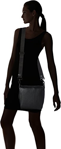 Mandarina Duck Mellow Leather Tracolla, Bolso bandolera para Mujer, Negro (Nero), 10x21x28.5 cm (B x H x T)