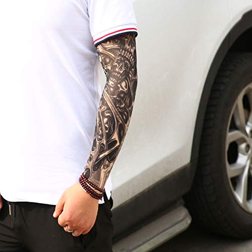 Mangas Tatuajes, Yuccer 6 PCS Tatuaje Temporal Brazo Medias Mangas para Brazos Manguito Ciclismo Nylon (Gris)