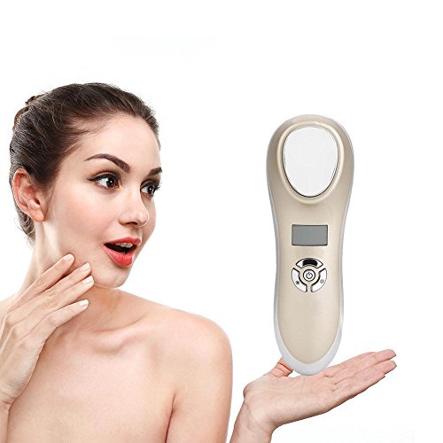 Masajeador facial eléctrico frío y caliente masaje facial vibratorio la piel recargable usb aprieta el encogimiento del poro facial led photon skin care tratamiento rejuvenecedor facial casero