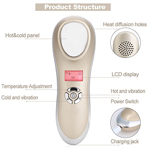 Masajeador facial eléctrico frío y caliente masaje facial vibratorio la piel recargable usb aprieta el encogimiento del poro facial led photon skin care tratamiento rejuvenecedor facial casero