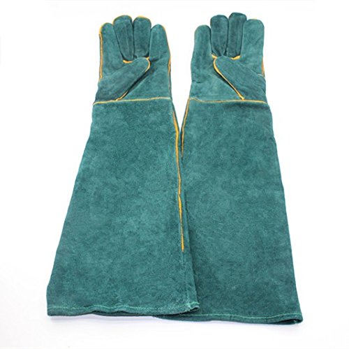 MASUNN Anti-Mordidas Seguridad Mordedura Guantes Ultra Largo Cuero Verde Mascotas Agarrar Morder Guantes De Protección para Captura Perro Gato Reptil Animal