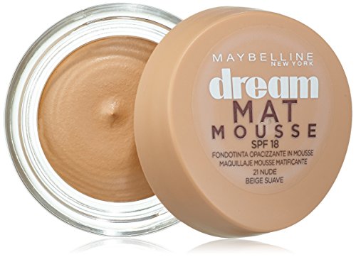 Maybelline New York - Dream Mat Mousse, Base de Maquillaje en Mousse, Tono 21 Beige Suave