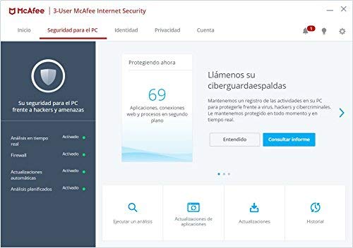 McAfee Internet Security 2019 - Antivirus, PC/Mac/Android/Smartphones, 1 Dispositivo, Suscripción de 1 año Código de activación por correo