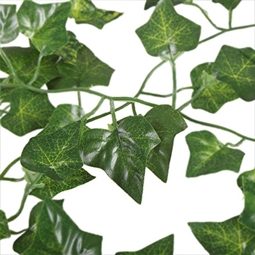 MIHOUNION Plantas colgantes hiedra artificiales 200cm x 12pcs enredaderas artificiales verde hojas de seda guirnalda decorativo, balcón y cerca, protección de privacidad