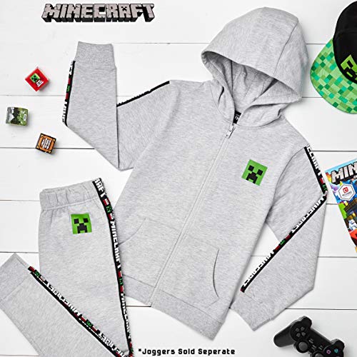 Minecraft Sudadera Niño, Sueter de Manga Larga con Capucha y Cremallera, Ropa Niño Diseño de Creeper, Regalos para Niños Adolescentes Edad 5-14 Años (13-14 años, Gris)