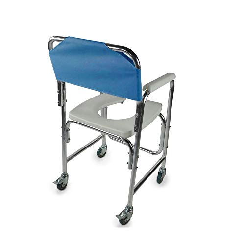 Mobiclinic, Manzanares, Silla para WC o inodoro para minusválidos y ancianos, silla orinal plegable, ayuda para baño, reposabrazos, aluminio, asiento ergonómico, conteras antideslizates, azul