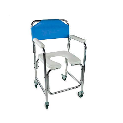 Mobiclinic, Manzanares, Silla para WC o inodoro para minusválidos y ancianos, silla orinal plegable, ayuda para baño, reposabrazos, aluminio, asiento ergonómico, conteras antideslizates, azul