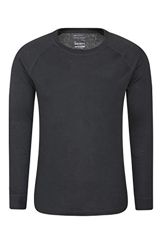 Mountain Warehouse Camiseta térmica Talus para Hombres - Secado rápido, Cuidado fácil, de Mangas largas, con Cuello Redondo, Transpirable Negro XL