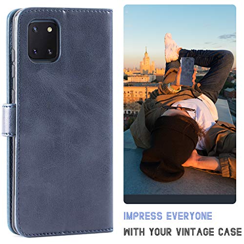 Mulbess Funda Samsung Galaxy Note 10 Lite [Libro Caso Cubierta] [Vintage de Billetera Cuero de la PU] con Tapa Magnética Carcasa para Samsung Galaxy Note 10 Lite Case, Azul Marino