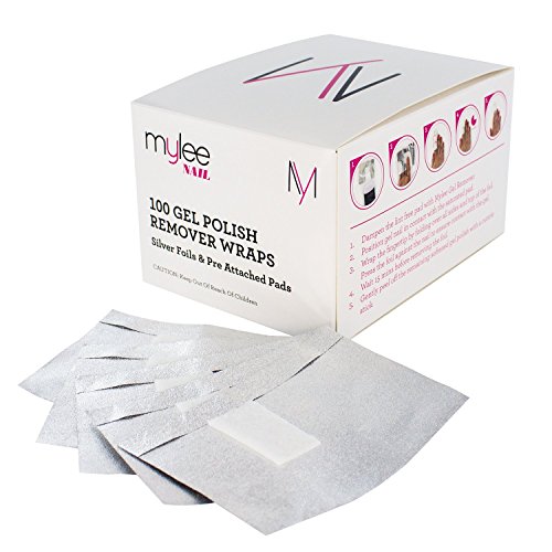 Mylee 100 Tiras Quitaesmalte de Papel de Aluminio con Toallitas de Algodón Sin Pelusas, Elimina Esmalte de Uñas de Gel Rápido y Fácil