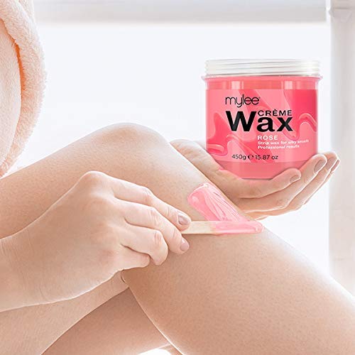 Mylee Cera De Rosa Suave en Crema para Pieles Sensibles 450 g, Pote de Crema Depilatoria para Eliminar Vello, Ideal para Cuerpo, Se Puede Calentar en el Microondas o en un Calentador de Cera