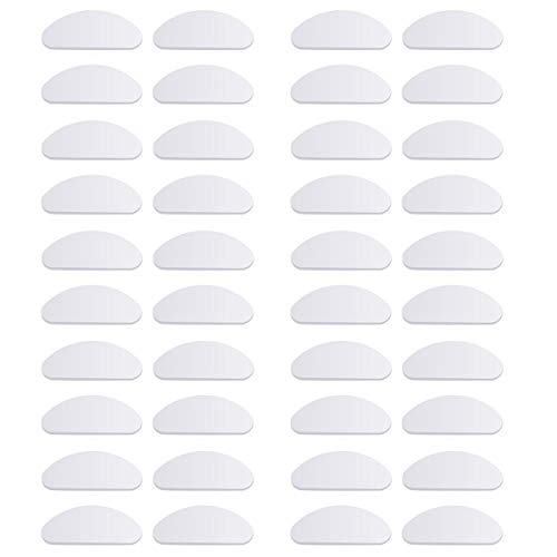 NATUCE 20 Pares Almohadillas Antideslizantes para Gafas, Almohadillas de Nariz Adhesivas, Almohadillas de Nariz para Gafas Silicona (1mm, Transparente）