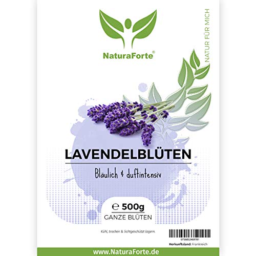 NaturaForte Flores de Lavanda 500g Lavanda sin aditivos - Azul, Fragancia intensa, Flores de Lavanda secas para Almohadas perfumadas, Bolsas perfumadas, Bolsas de Lavanda, Fragancia de popurrí