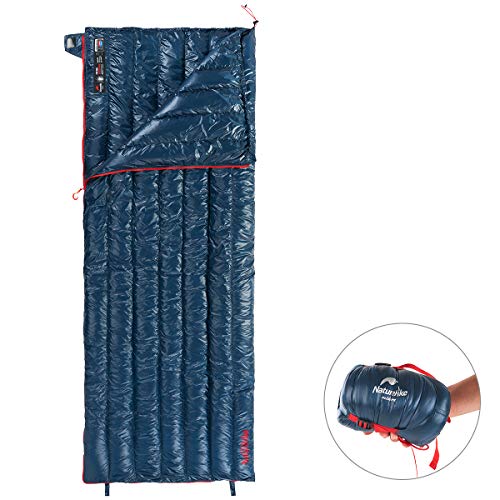 Naturehike Ultraligero de plumón de ganso blanco Rectangular Sacos de dormir de invierno 2 ℃ Límite (Azul marino)