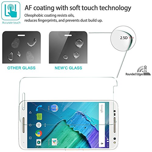 NEW'C 2 Unidades, Protector de Pantalla para Motorola Moto X-Style, Antiarañazos, Antihuellas, Sin Burbujas, Dureza 9H, 0.33 mm Ultra Transparente, Vidrio Templado Ultra Resistente